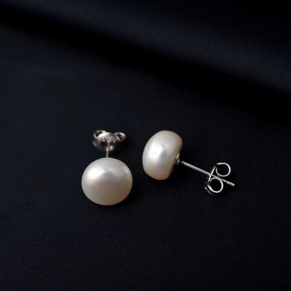 Thumbnail: Potiy 3-9mm Freshwater Pearl 925 Sterling Silver Stud Earrings for WomenFashion