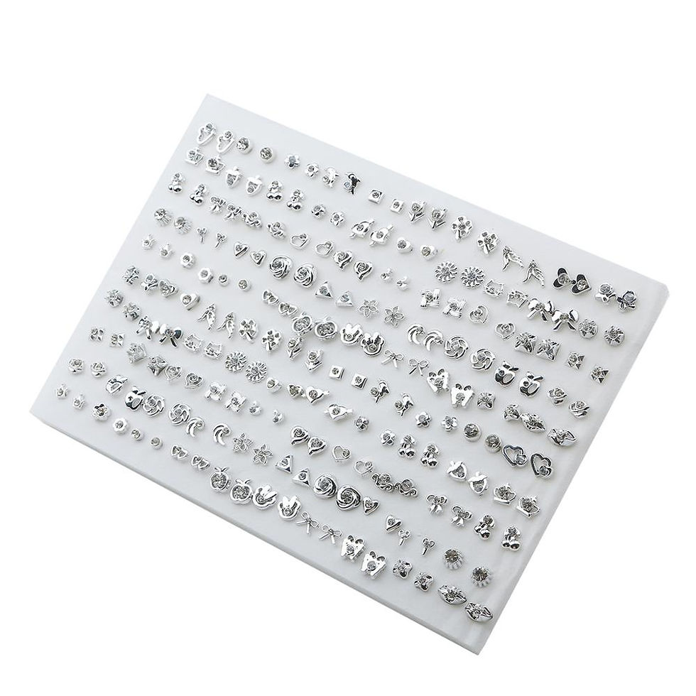 Thumbnail: 100Pair Women Acrylic Crystal Small Stud Earrings Set Girls Child Heart Star An