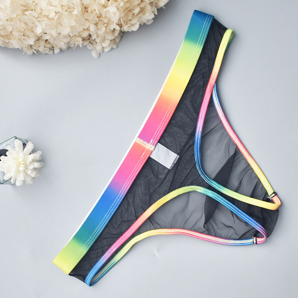 Thumbnail: Mens Sexy Underwear Low Waist Briefs See ​​through Thong Mesh Underpants Bulge