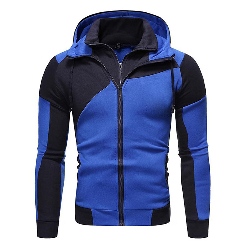 Thumbnail: Men Hooded Fleece Zip Hoodie Men Thick Solid Color Sweatshirt Mens Casual Hoodi