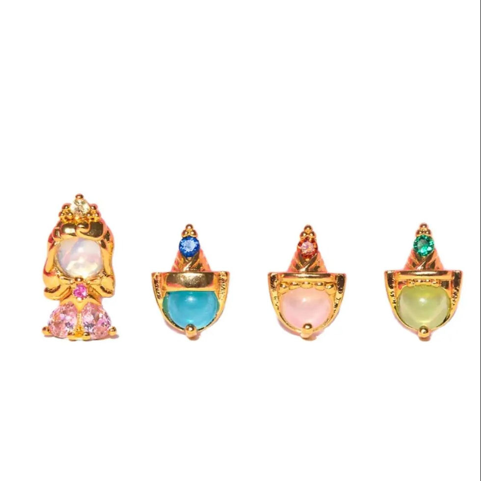 Thumbnail: 4PCS/Set 925 Silver Needles Ins Colorful Zircon Stud Earrings For Women Jewelry