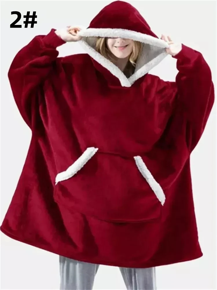 Thumbnail: Winter Hoodies Sweatshirt Women Men Pullover Fleece Giant TV Oversized Blanket 