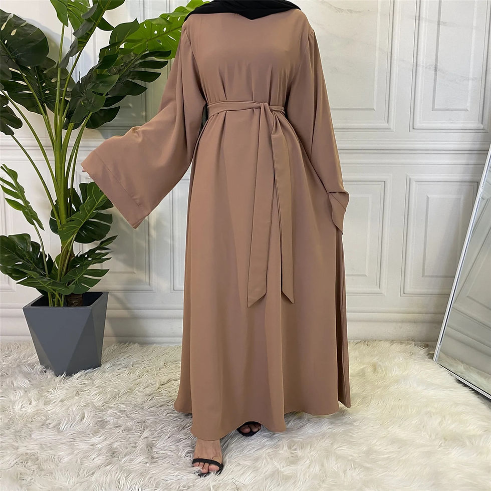 Thumbnail: Muslim Fashion Hijab Dubai Abaya Long Dresses Women With Sashes Islam Clothing