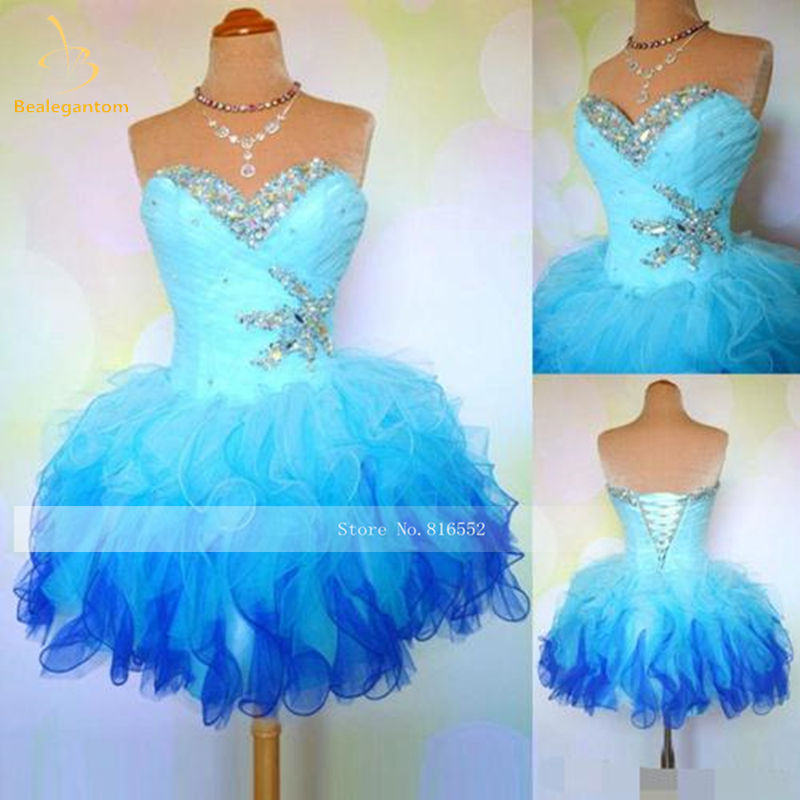 Thumbnail: Bealegantom Colorful In Stock Sweetheart Organza Short Homecoming Dresses 2022 