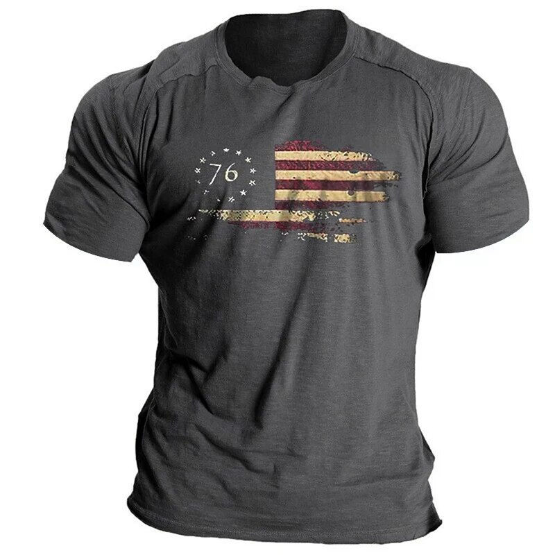 Miniatura: Men's T-Shirt American Flag Harajuku Print Men's Tops Casual Men'S O-Neck T-Shi