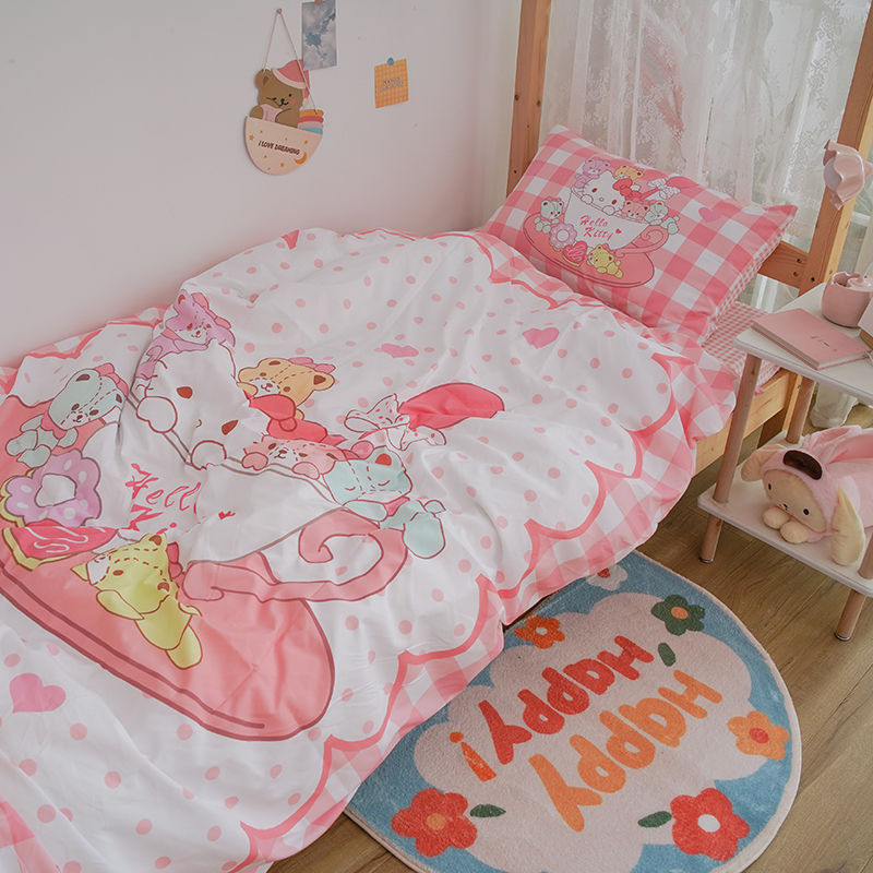 Thumbnail: Sanrio Hello Kitty Kuromi Cinnamoroll Bedding Set Four Piece Bedding Double Pil