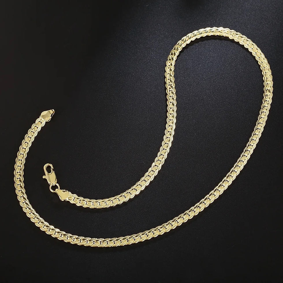 Thumbnail: 18-24Inch 45-60cm 18K Gold 5mm Full Sideways Chain Necklace For Women Man Fashi