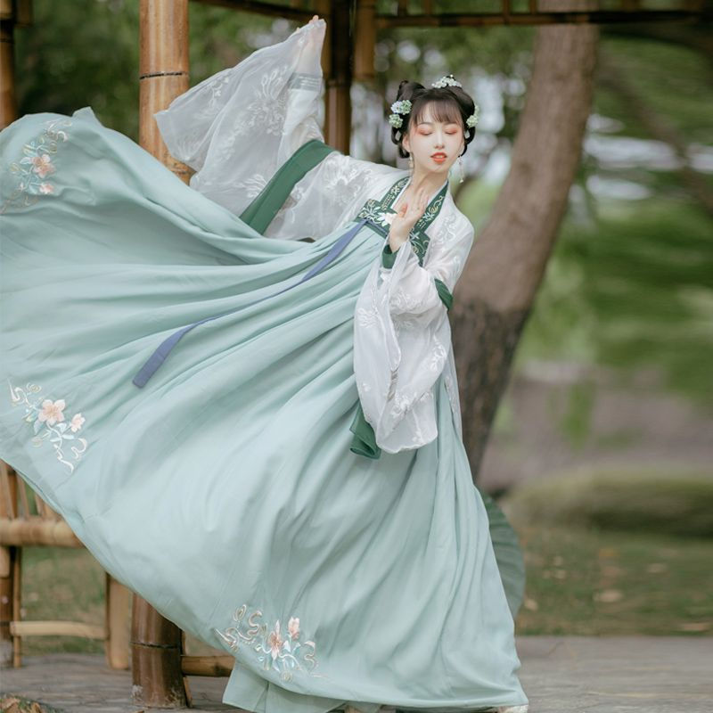 Thumbnail: One-piece Embroidery Placket Chest-high Dress