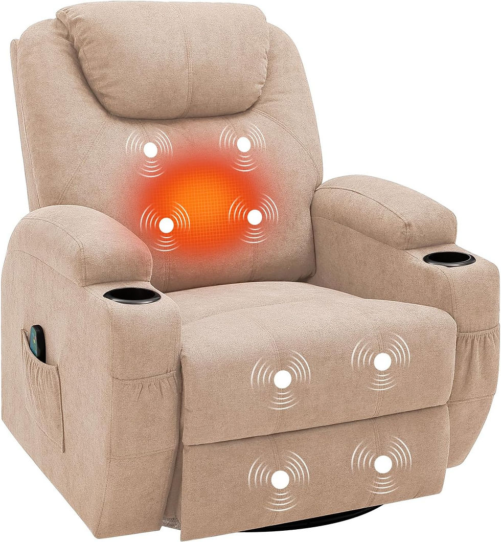 Thumbnail: Swivel Rocker Recliner with Massage and Heating Functions, Sofa Chair with Remo