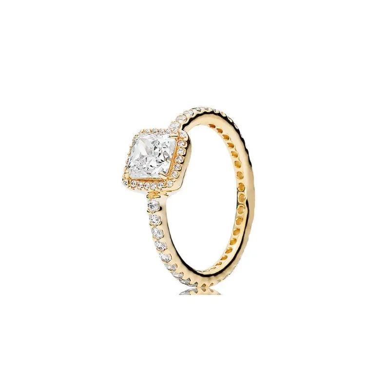 Thumbnail: Hot Selling 925 Sterling Silver Gold Color Series Shiny Zircon Double heart-sha