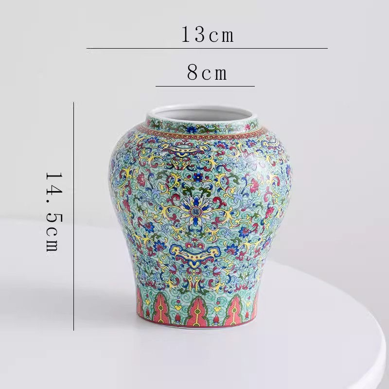 Thumbnail: New Chinese style enamel retro ceramic vase decoration, home living room flower