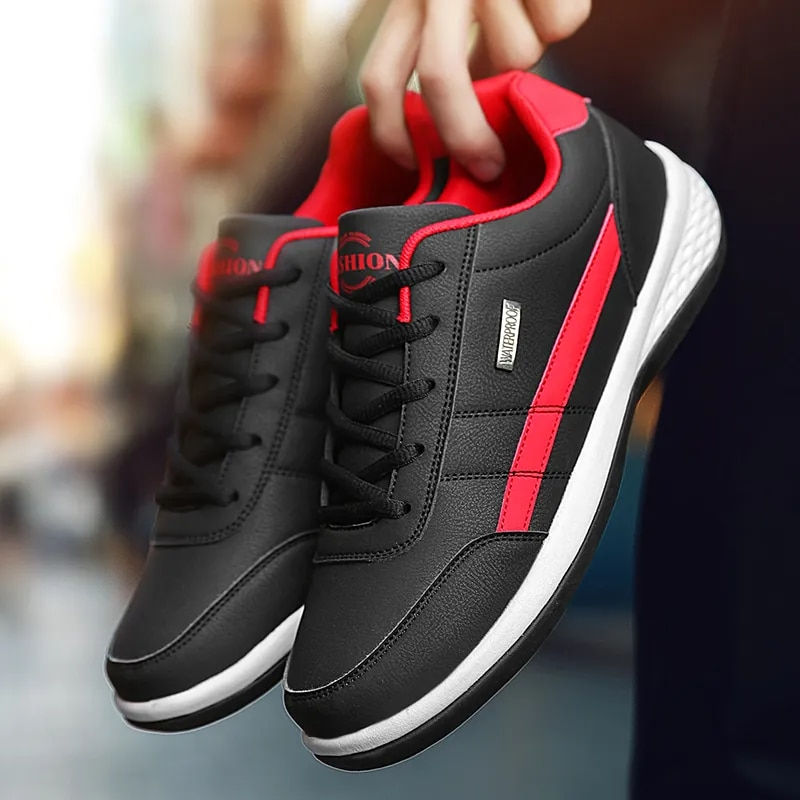 Miniatura: Pu Leather Men Shoes Sneakers Trend Casual Breathable Leisure Male Sneakers Non