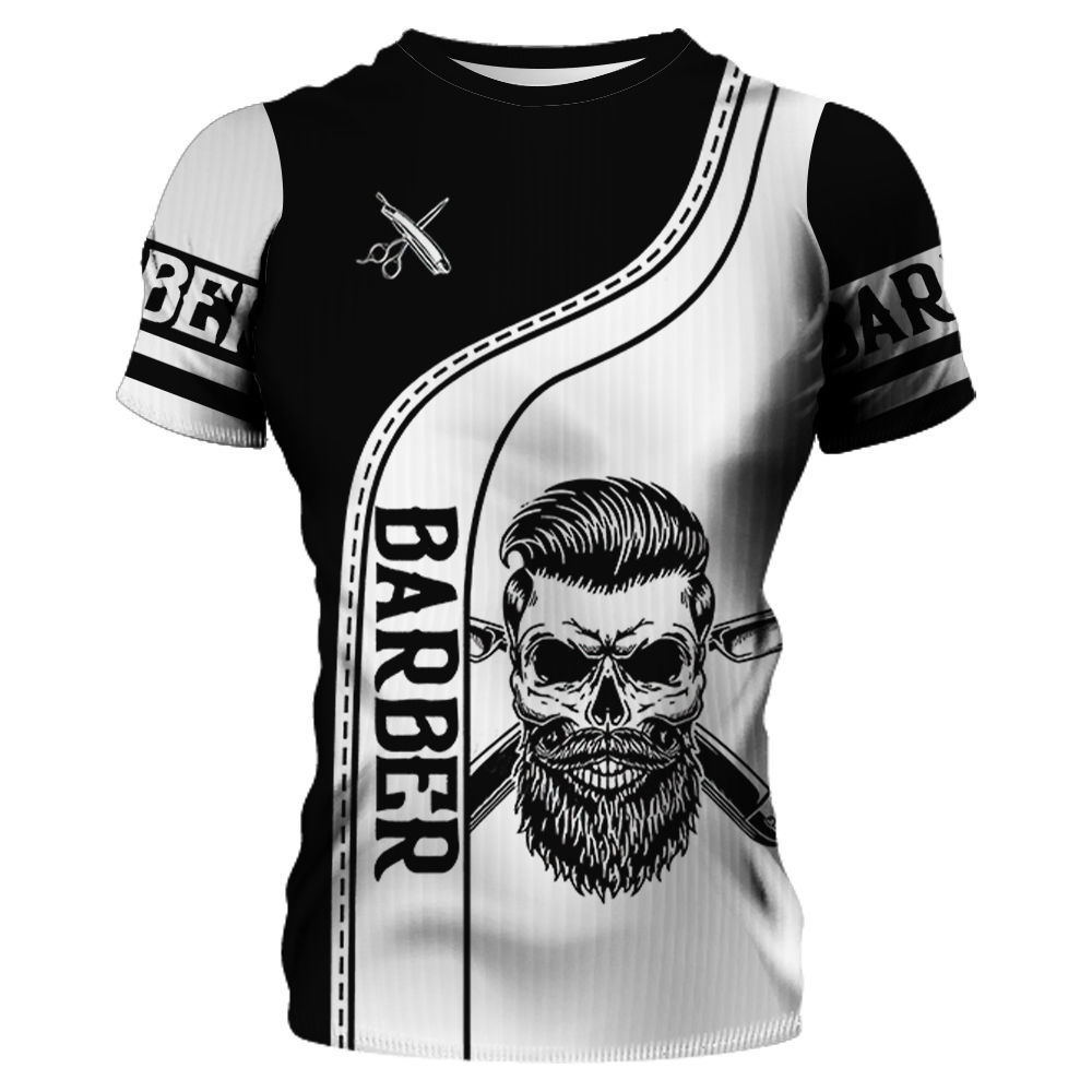 Summer T-Shirt Men Shirt 3D Barber Custom Clothing O Neck Oversized Casual Shor