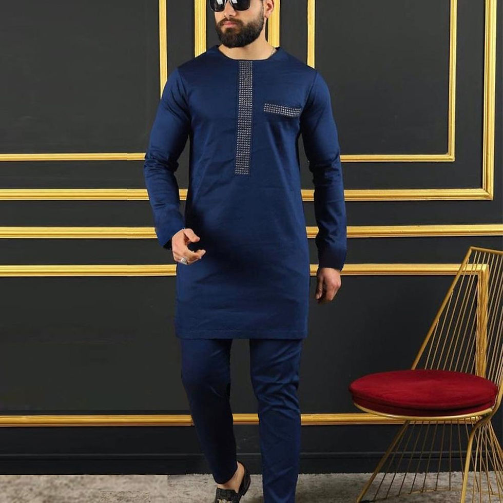 Thumbnail: Set men's traditional African men's set, fashionable casual slim white 2-piece 