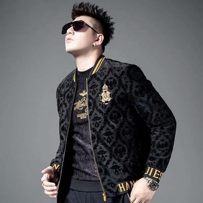 Sličica: Men's Jacket in Autumn and Winter Plus Velvet Medal Embroidered Baseball Coat M