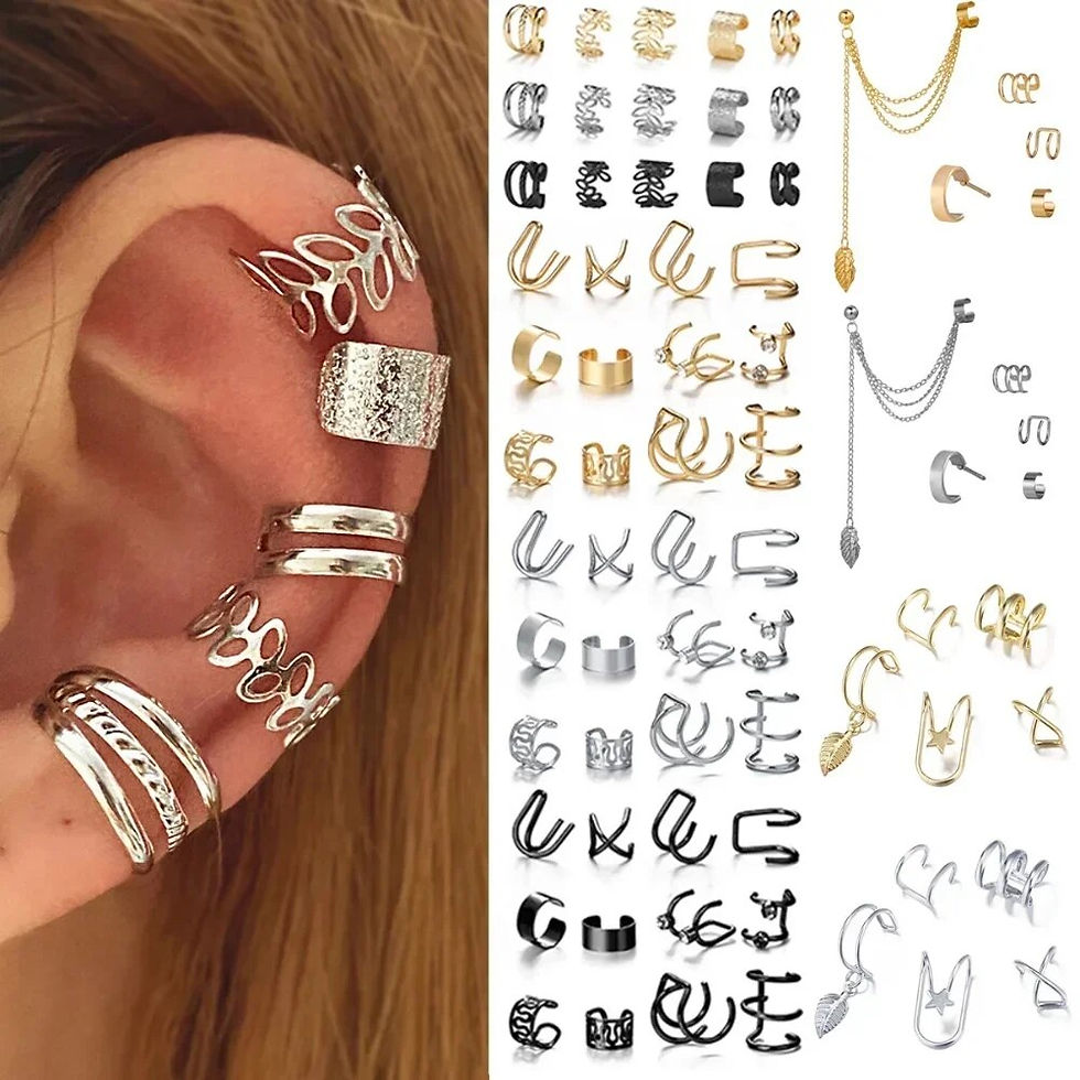 Thumbnail: Silver Color Leaves Clip Earrings for Women Men Creative Simple C Ear Cuff Non-