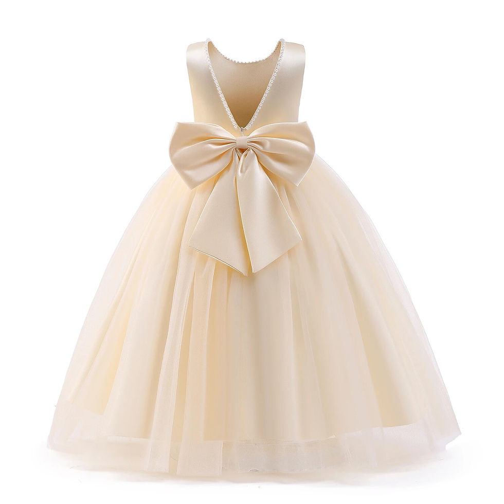 Thumbnail: Elegant Girl Party Princess Dress 5-14T Children White Big Bow 1st Communion Tu