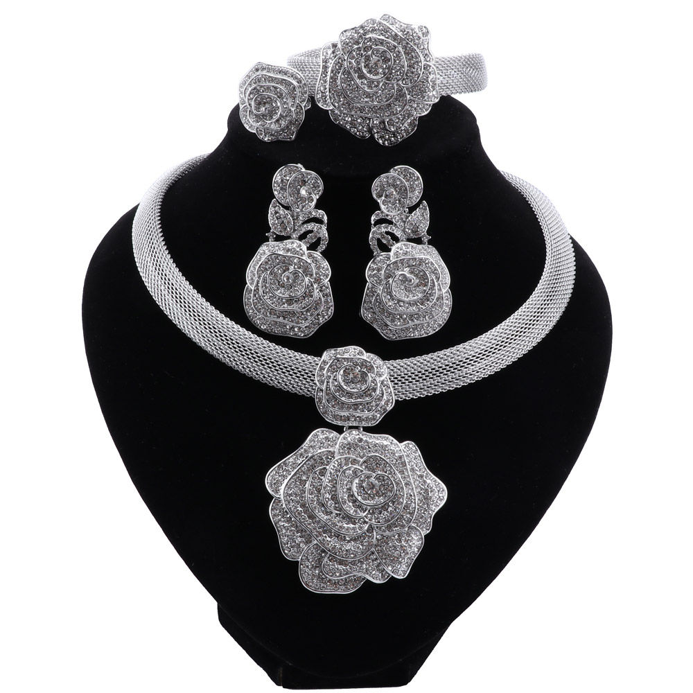 CYNTHIA Dubai Women Silver Plated Jewelry Sets African Wedding Bridal Ornament