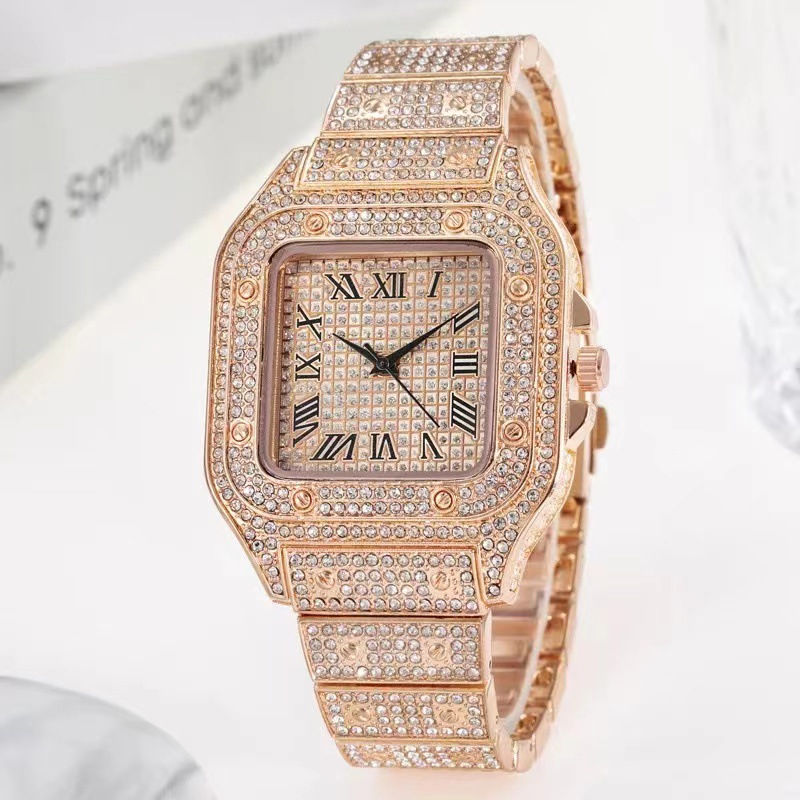Miniatyrbilde: 2pcs Set Luxury Diamond Men's Watches Business Stainless Steel Quartz Wristwatc