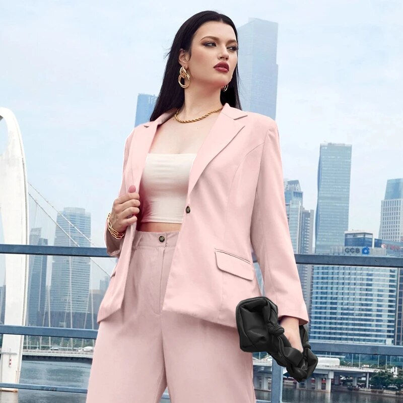 Thumbnail: Plus Size Loose Elegant Fashion Blazer Women Long Sleeve Single Button Casual S