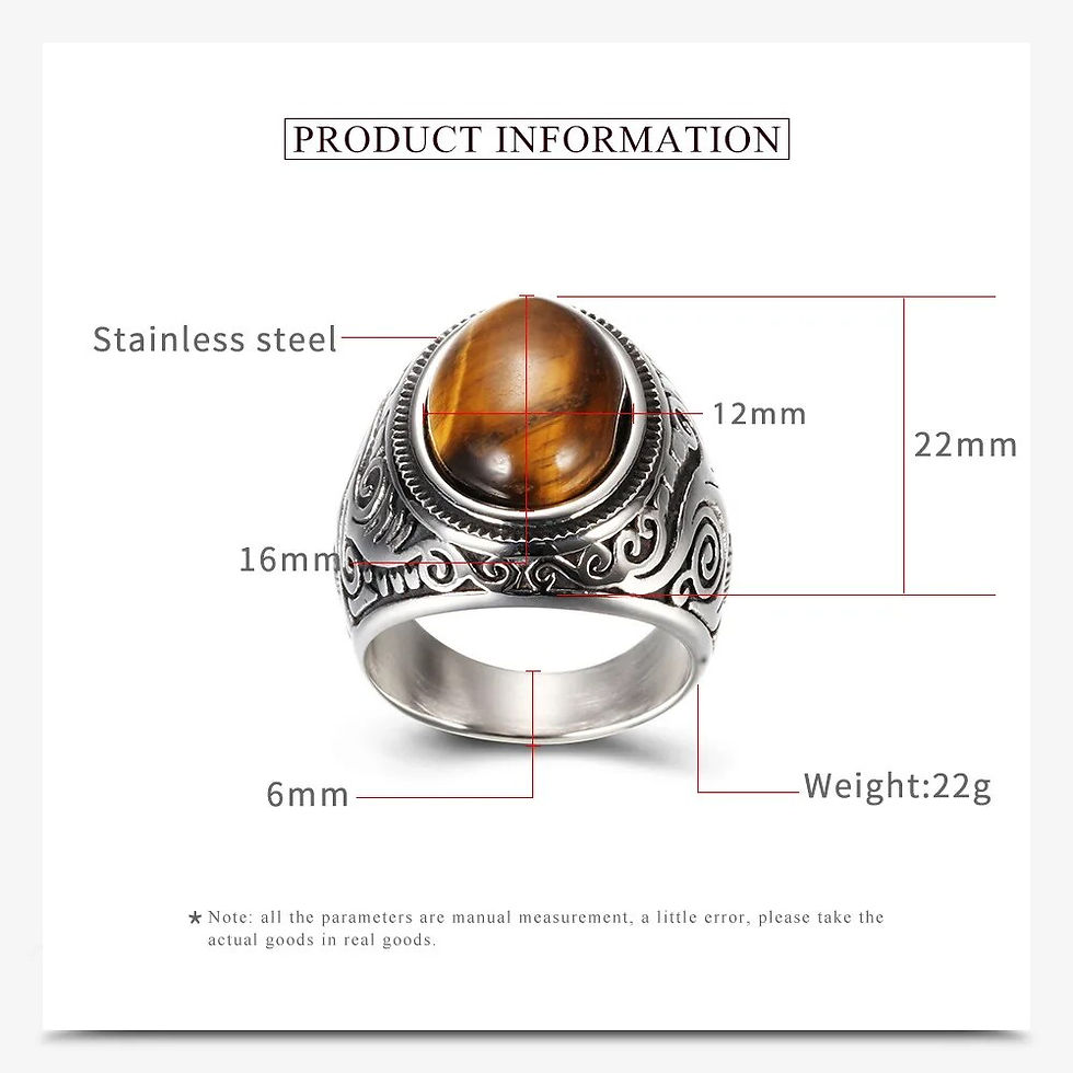 Thumbnail: Wholesale Retro Jewelry Titanium Steel Inlaid Black Onyx Ring Gift Men Domineer