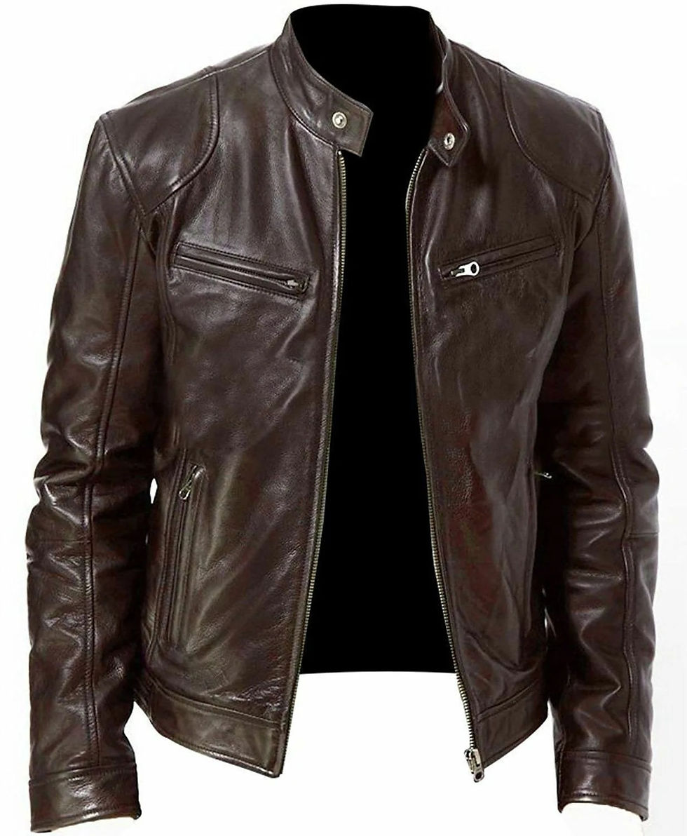 Thumbnail: Mens Motorcycle Leather Jacket Slim Fit Short-Coat Lapel PU Jackets Autumn New