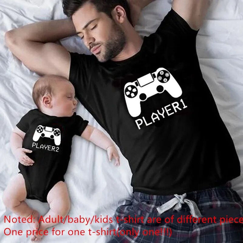Miniature : Player 1 Player 2 Matching Family Clothes Father Mother Kids Tshirts Dad Boy Ma