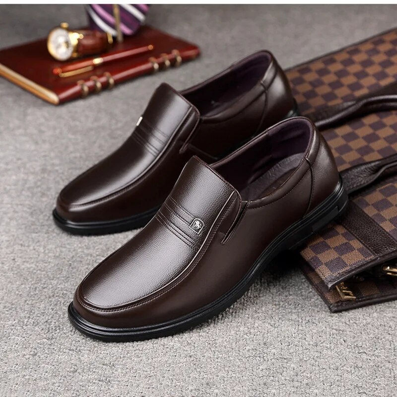 Thumbnail: Shoes Men Loafers Genuine Leather Handmade Slip On Business Casual Shoes Classi