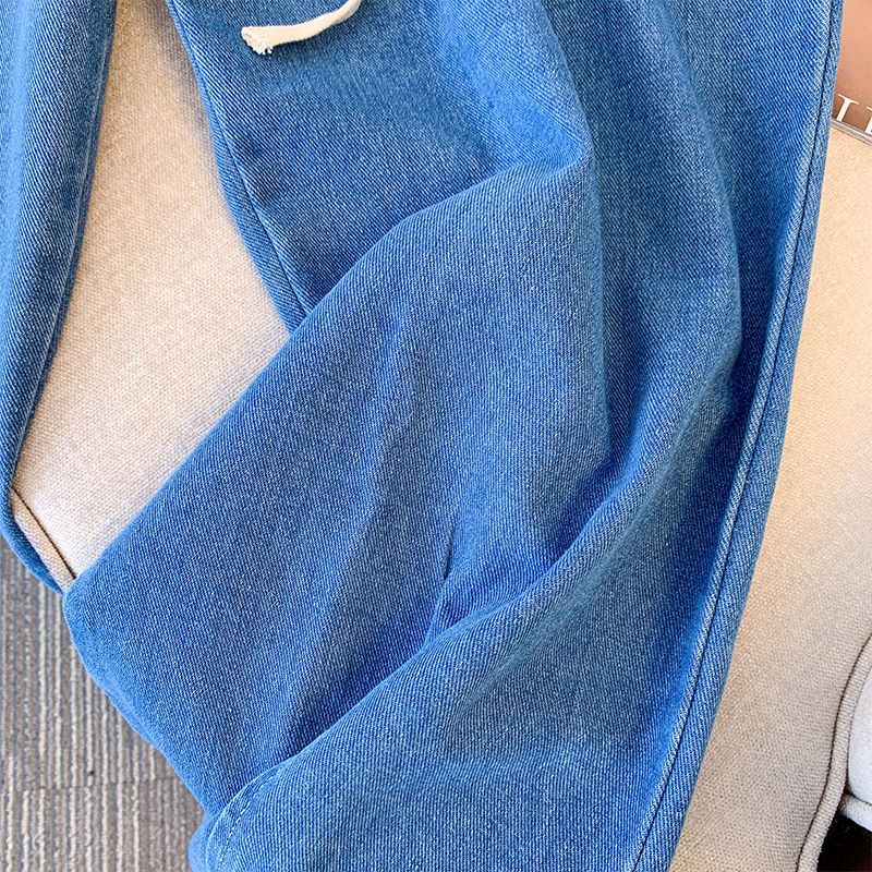 Miniatura: Plus-size women's spring casual loose jeans overalls Blue 80% cotton 20% polyes