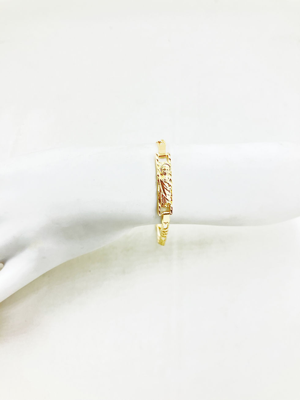 Thumbnail: Simple Stylish St. Jude Gold Plated Women's Thin Bracelet Religious Jewelry