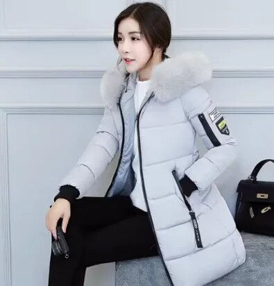 Thumbnail: 2023 Winter Down Cotton Jacket For Women Parka Big Fur Collar Hooded Thick Warm