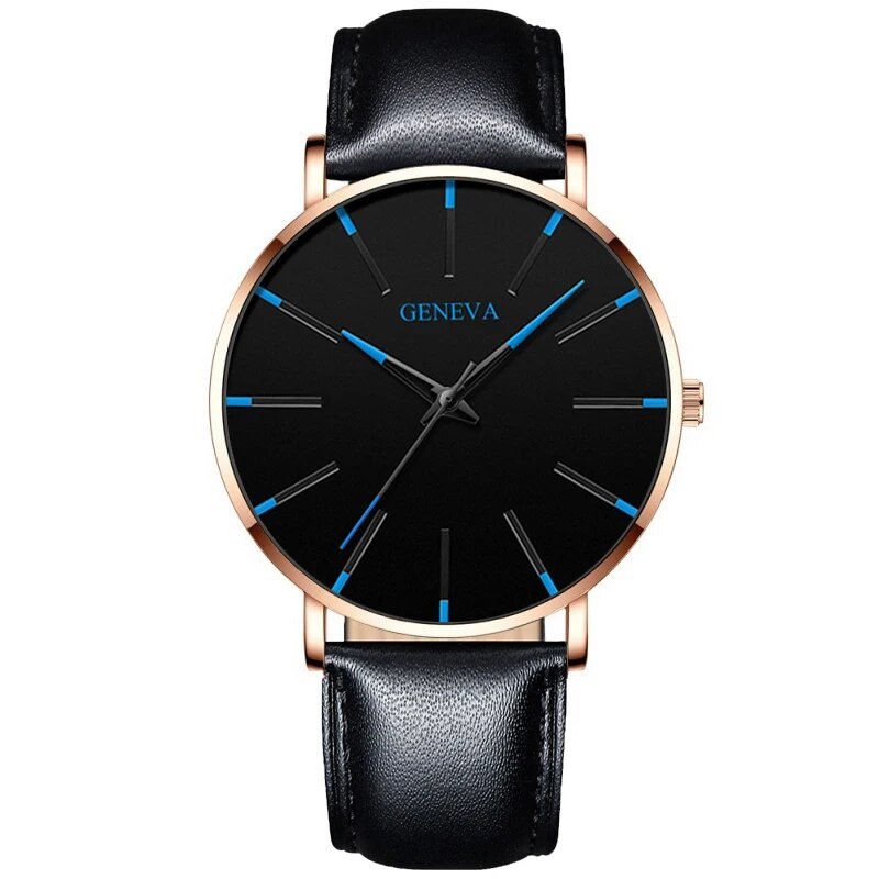 Thumbnail: 2024 Geneva Minimalist Watch Men Ultra Thin Blue Stainless Steel Mesh Belt Watc