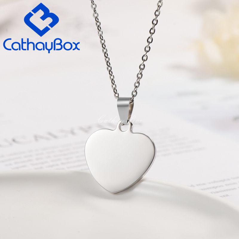 Thumbnail: Personalized Stainless Steel Engraved Name Photo Cute Heart Dog Tag Charm Penda