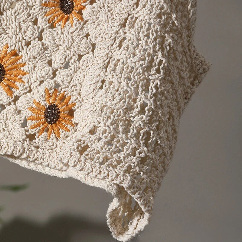 Thumbnail: OUMEA Women Summer Cotton Crochet Retro Cropped Knitted Cardigans Daisy Floral