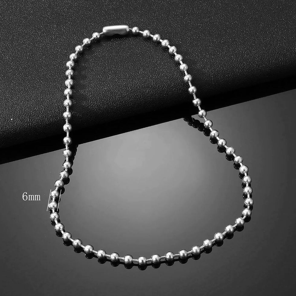 Thumbnail: 3/6/8mm Stainless Steel Ball Bead Necklaces For Women Men Gold/Silver Color Met