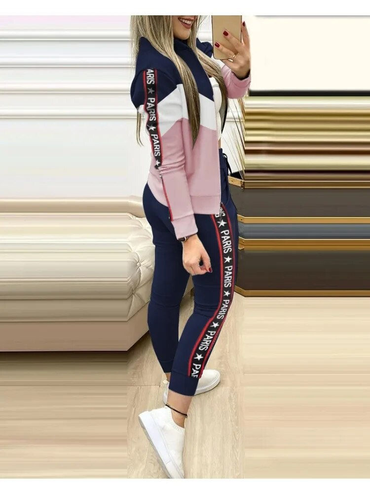 Miniatura: Fashion Tracksuit 2 Piece Set Autumn Winter Zipper Jacket + Long Pants Sports S