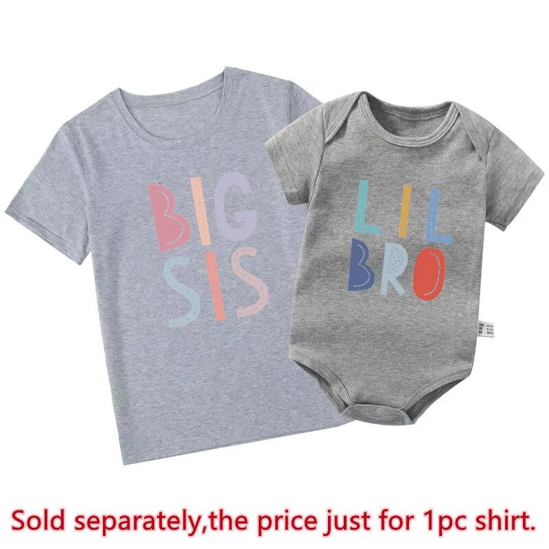 Thumbnail: New Big Bro Lil Sis Sibling Clothes Cotton Family Matching Brother Sister Outfi