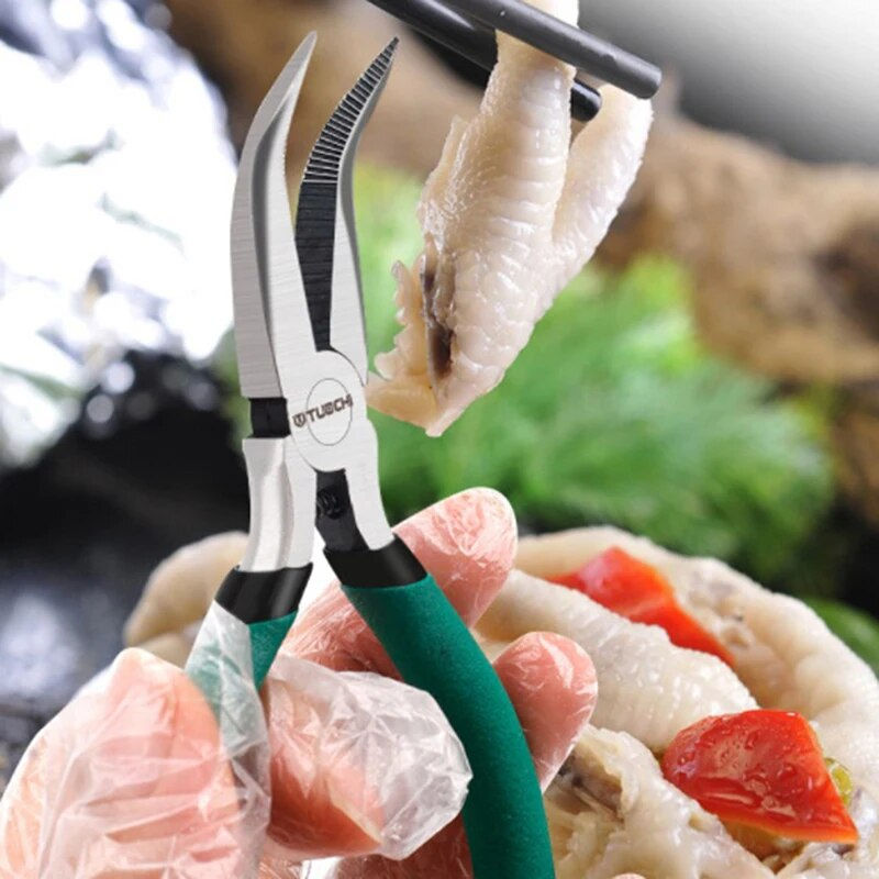 섬네일: 1Pc Spring Loaded Chicken Bone Pliers 5 Inch Curved Nose Pliers Multifunction T