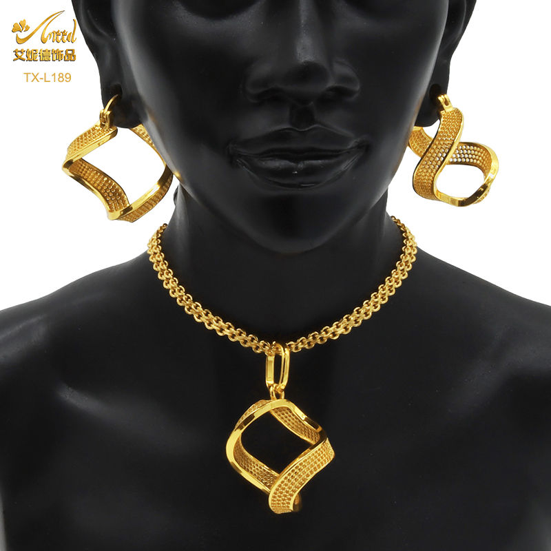 Thumbnail: ANIID Nigerian Wedding Jewelry Set Gold Color African Necklace Pendant Sets For