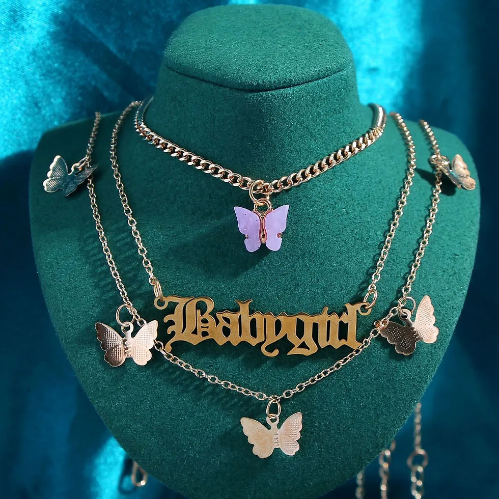Miniaturebillede: New Multi Layer Butterfly Dragon Charms Crystal Necklaces For Women Punk Golden