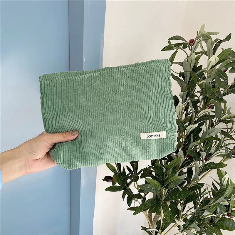 Miniature : Corduroy Travel Cosmetic Bag Portable Makeup Storage Bag Purses Women Large Cap