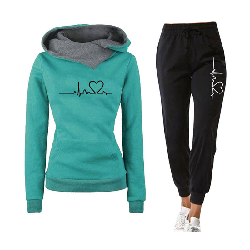 Thumbnail: Woman Tracksuit Two Piece Set Winter Warm Hoodies+Pants Pullovers Sweatshirts F