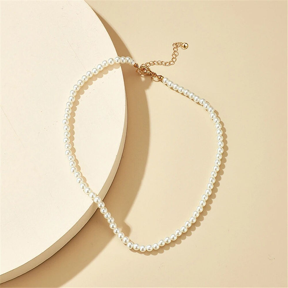 ภาพขนาดย่อ: Exquisite Imitation Pearl Choker Fashion Necklaces Simple Clavicle Chain Weddin