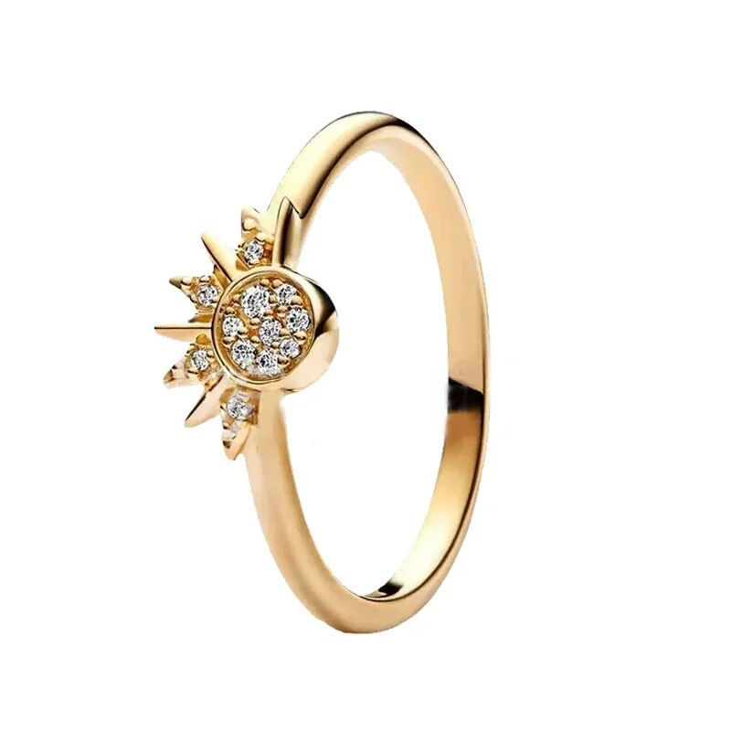 Thumbnail: Hot Selling 925 Sterling Silver Gold Color Series Shiny Zircon Double heart-sha