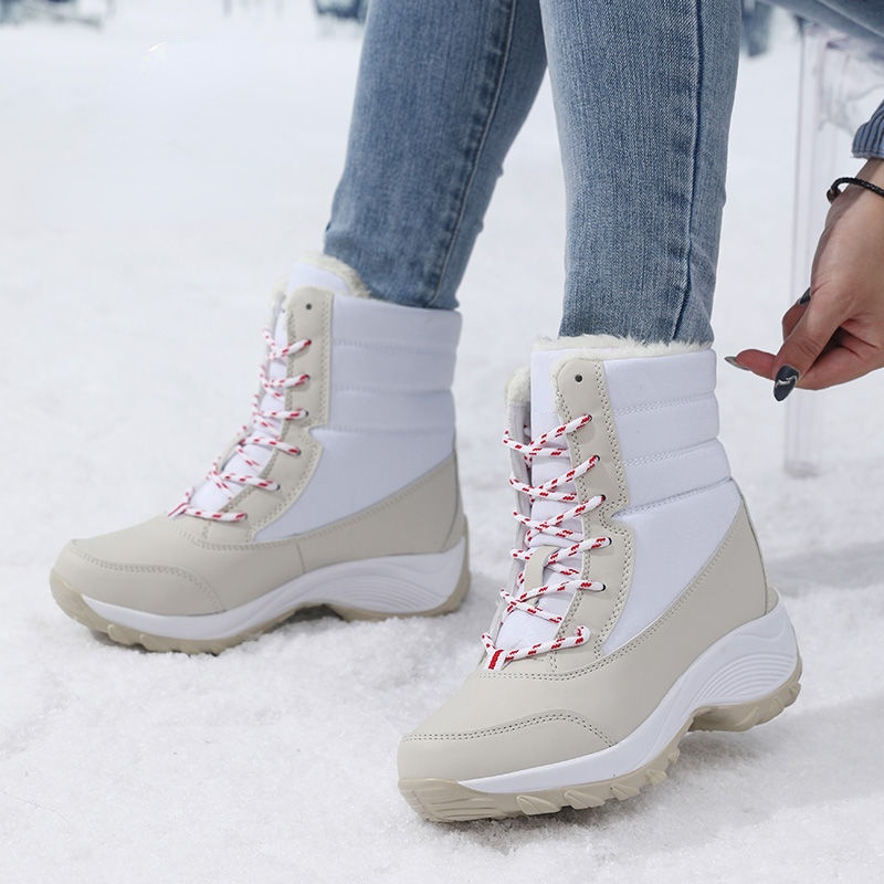 Thumbnail: Ankel Boots for Women Winter Outdoor Warm Snow Boots Chunky Platform Waterproof