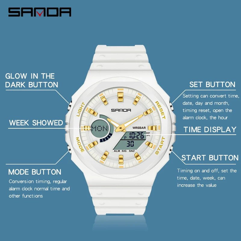 Thumbnail: SANDA Outdoor Sports Watches Men Ms LED Digital Watches Military Waterproof Dat