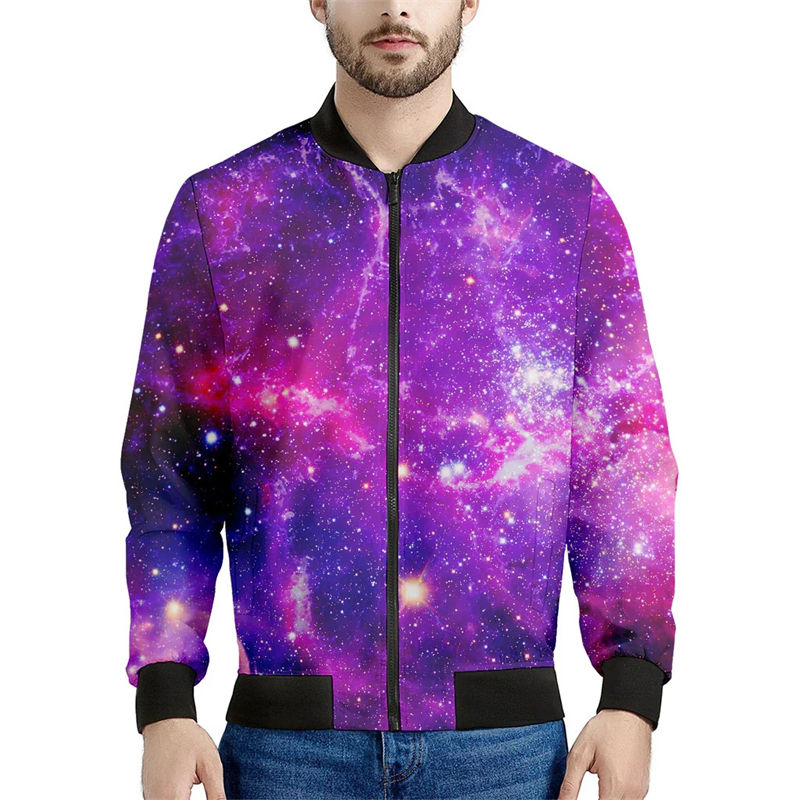 Thumbnail: Harajuku Fashion Galaxy Space Psychedelic Men Women Zip Coat 3D Print Sweatshir