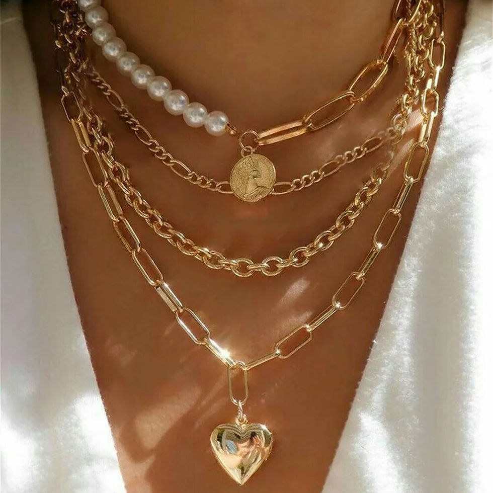 Thumbnail: New Punk Gold Color Thick Geometric Chain Jesus Mary Portrait Coin Pendant Neck