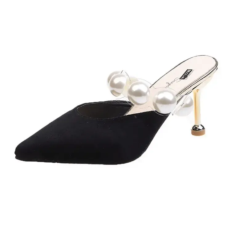 Miniatura: Pearl Black Sandals Women Summer Autumn Shoes Woman Thin Heels 2020 Womens Outd