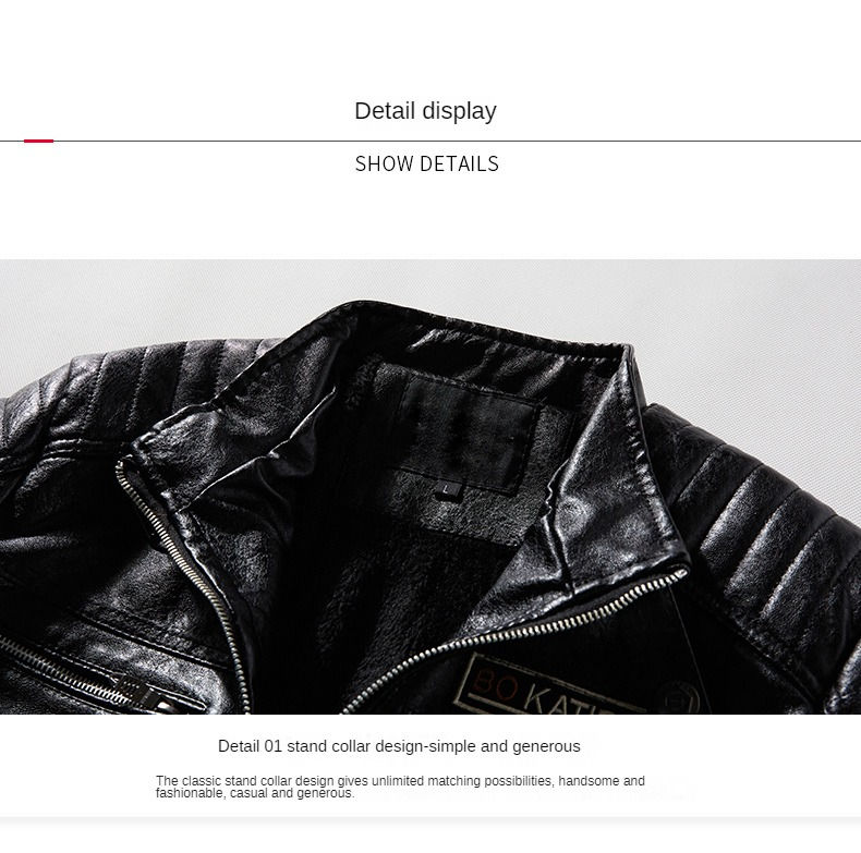 Miniatura: Men's Leather Jacket 2024 Autumn Winter New Plush Loose Outdoor Travel Motorcyc